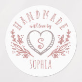 Handgemaakt met Love Florals, Heart & Monogram Set Labels (Design 1)