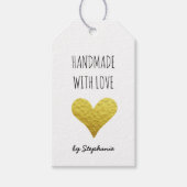 Handgemaakt met Love Gold Heart | Kraft Paper Rust Cadeaulabel (Voorkant)