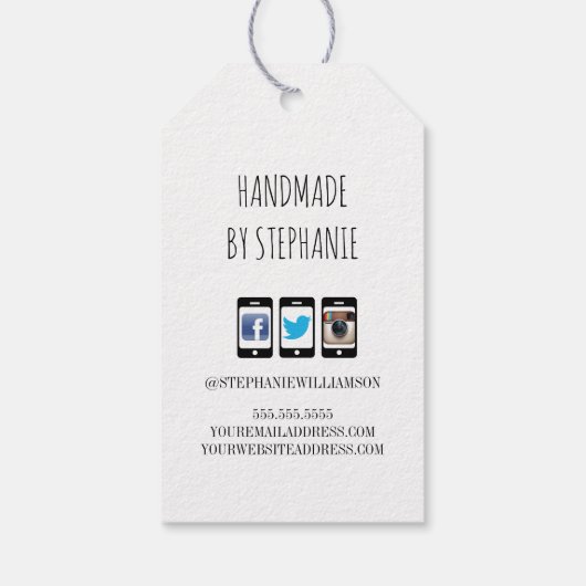 Handgemaakt met Love Gold Heart | Kraft Paper Rust Cadeaulabel (Achterkant)