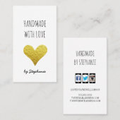 Handgemaakt met Love Gold Heart | Sociale media Visitekaartje (Voorkant / Achterkant)