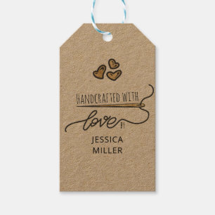 Handgemaakt met Love Gold Sewing Needle Kraft Cadeaulabel
