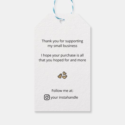 Handgemaakt met Love Gold Sewing Needle Kraft Cadeaulabel (Achterkant)