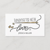 Handgemaakt met Love Gold Sewing Needle White Visitekaartje (Voorkant)