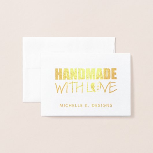 Handgemaakt met Love Handmade Shop Info Note Folie Kaarten (Voorkant met envelop)