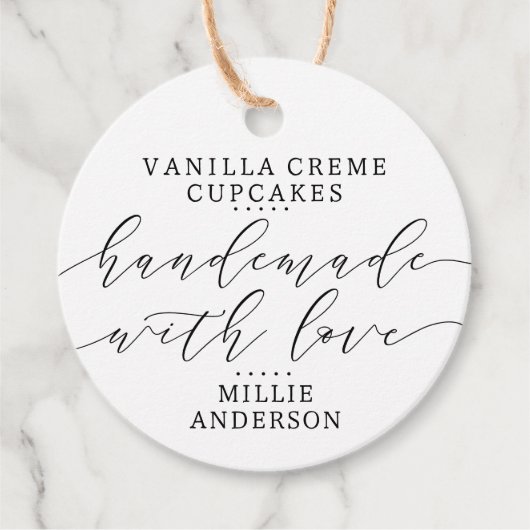 Handgemaakt met Love Handwrited Script Business Cl Bedankjes Labels (Voorkant)