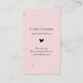 Handgemaakt met Love Heart Kalligrafie Pink Gold Visitekaartje (Achterkant)