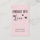 Handgemaakt met Love Heart Kalligrafie Pink Gold Visitekaartje (Voorkant)