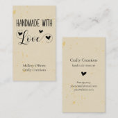 Handgemaakt met Love Heart Kalligrafie Tarwe Goud Visitekaartje (Voorkant / Achterkant)