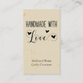 Handgemaakt met Love Heart Kalligrafie Tarwe Goud Visitekaartje (Voorkant)