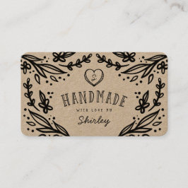 Handgemaakt met Love Heart Monogram Bloemontwerp Visitekaartje