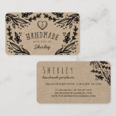 Handgemaakt met Love Heart Monogram Bloemontwerp Visitekaartje (Voorkant / Achterkant)