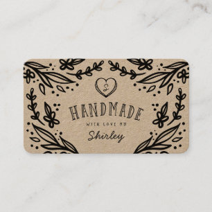 Handgemaakt met Love Heart Monogram Floral Design Visitekaartje