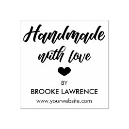 Handgemaakt met Love Heart & Name Rubberstempel