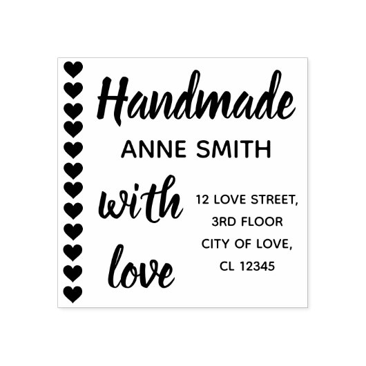 Handgemaakt met Love Heart Shapes Border Decor Cut Rubberstempel (Afrduk)