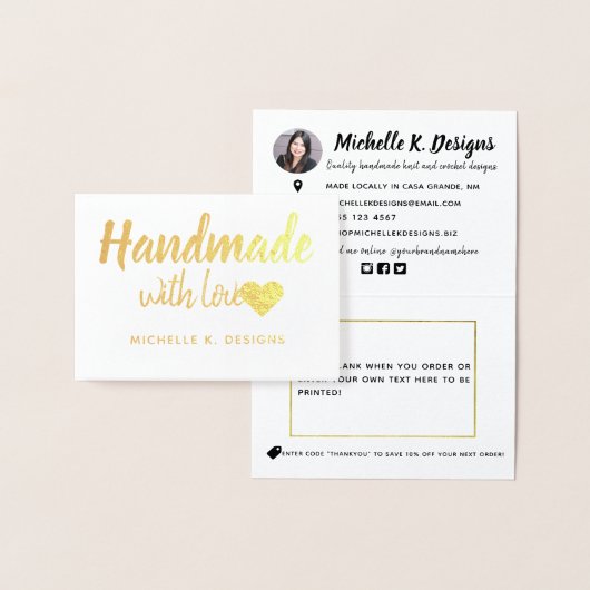 Handgemaakt met Love Heart Shop Packaging Note Folie Kaarten (Display)