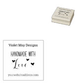 Handgemaakt met Love Hearts Aangepaste naam & Webs Rubberstempel (Gestempeld)