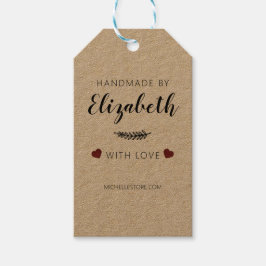 Handgemaakt met Love Hearts Bedankt Cadeaulabel
