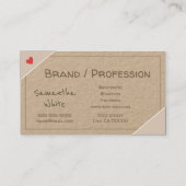 Handgemaakt met Love Hearts  rustieke Vintage Visitekaartje (Achterkant)