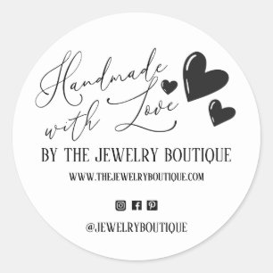 Handgemaakt met Love Hearts Script Etsy Home Craft Ronde Sticker