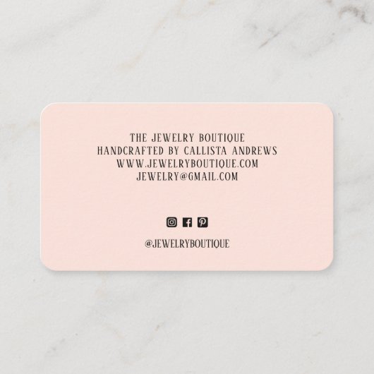 Handgemaakt met Love Hearts Script Etsy Home Craft Visitekaartje (Achterkant)