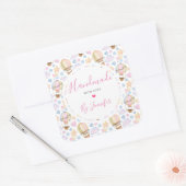 Handgemaakt met Love Hot Air Ballon Cute Pattern Vierkante Sticker (Envelop)