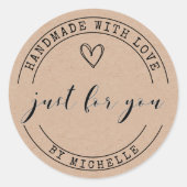 Handgemaakt met Love Kraft Personalized Sticker (Voorkant)