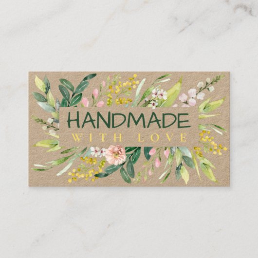 Handgemaakt met Love Kraft Spring Blooms Arrangeme Visitekaartje (Voorkant)