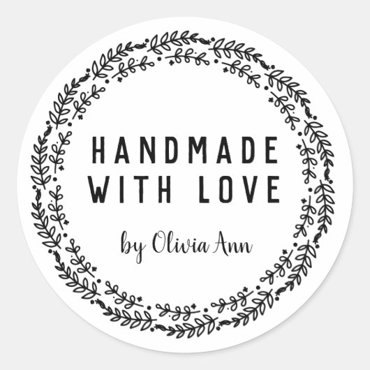 Handgemaakt met Love Laurel Persoonlijke Sticker (Voorkant)