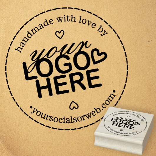 Handgemaakt met Love Logo Rustic Rubberstempel