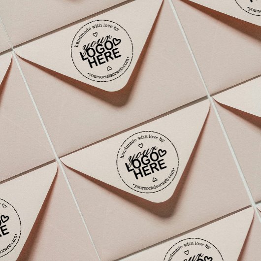 Handgemaakt met Love Logo Rustic Rubberstempel