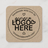 Handgemaakt met Love Logo Rustic Vierkante Visitekaartje (Voorkant)