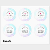 Handgemaakt met Love Modern Blue & Paarse Waterver Ronde Sticker (Vel)