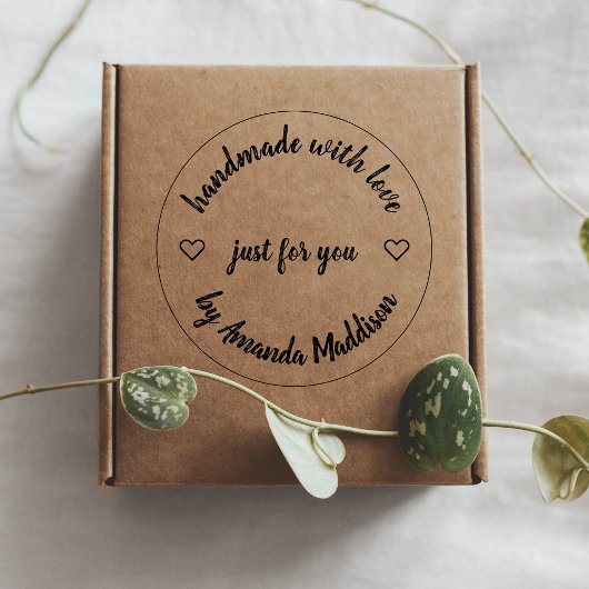 Handgemaakt met Love | Modern Heart Maker Name Zelfinktende Stempel