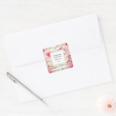 Handgemaakt met Love Musical Notities en Rozen Vierkante Sticker (Envelop)