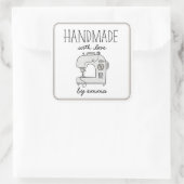 Handgemaakt met Love naaimachine Vierkante Sticker (Tas)
