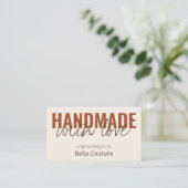 Handgemaakt met Love Oversized Typography Cream Visitekaartje (Staand voorkant)