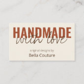 Handgemaakt met Love Oversized Typography Cream Visitekaartje (Voorkant)