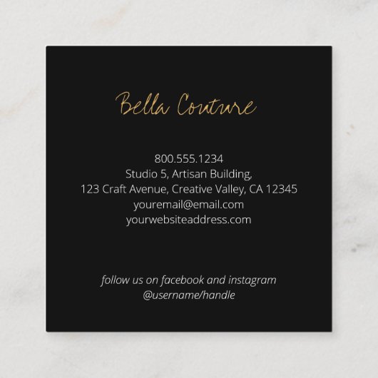 Handgemaakt met Love Oversized Typography Zwart Vierkante Visitekaartje (Achterkant)