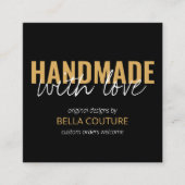Handgemaakt met Love Oversized Typography Zwart Vierkante Visitekaartje (Voorkant)