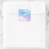 Handgemaakt met Love Pastel Clouds en een Regenboo Vierkante Sticker (Tas)
