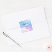 Handgemaakt met Love Pastel Clouds en een Regenboo Vierkante Sticker (Envelop)