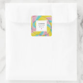 Handgemaakt met Love Pastel Rainbow Spiral Snoep Vierkante Sticker (Tas)