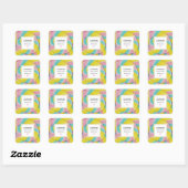 Handgemaakt met Love Pastel Rainbow Spiral Snoep Vierkante Sticker (Vel)