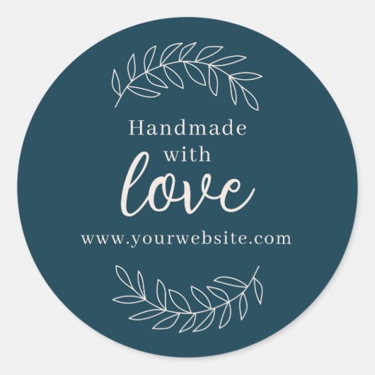 Handgemaakt met Love Petroleum blue business Ronde Sticker (Voorkant)