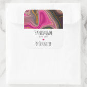 Handgemaakt met Love Pink, Black, Gold Abstract Vierkante Sticker (Tas)