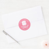 Handgemaakt met Love Pink Bread Cartoon Schattige  Ronde Sticker (Envelop)