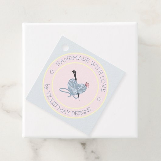 Handgemaakt met Love Pink en Blue Yarn Craft Bedankjes Labels (In situ)