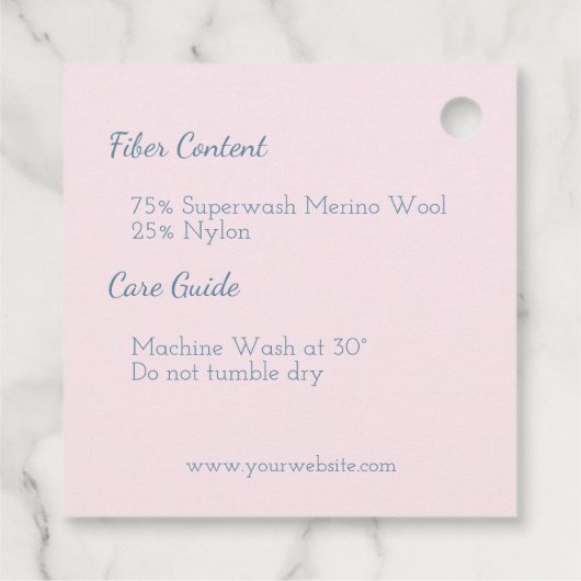 Handgemaakt met Love Pink en Blue Yarn Craft Bedankjes Labels (Achterkant)