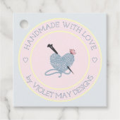 Handgemaakt met Love Pink en Blue Yarn Craft Bedankjes Labels (Voorkant)