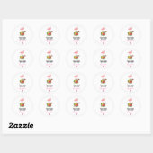Handgemaakt met Love Pink Flamingo & Tropische Flo Ronde Sticker (Vel)
